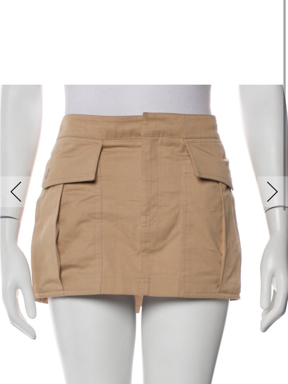 Beige Cargo Mini Skirt with Flap Pockets